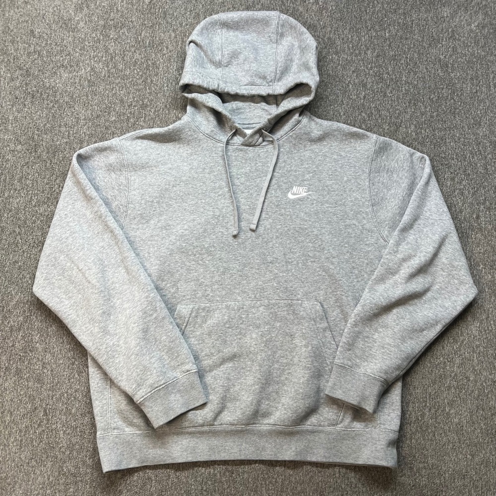 Nike Mens Sportswear Club Fleece Hoodie Gray BV2654-063 Medium